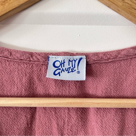 Oh My Gauze Ana Blouse Size 1 Pink Cotton Gauze Ruched Hem Top - Picture 4 of 7
